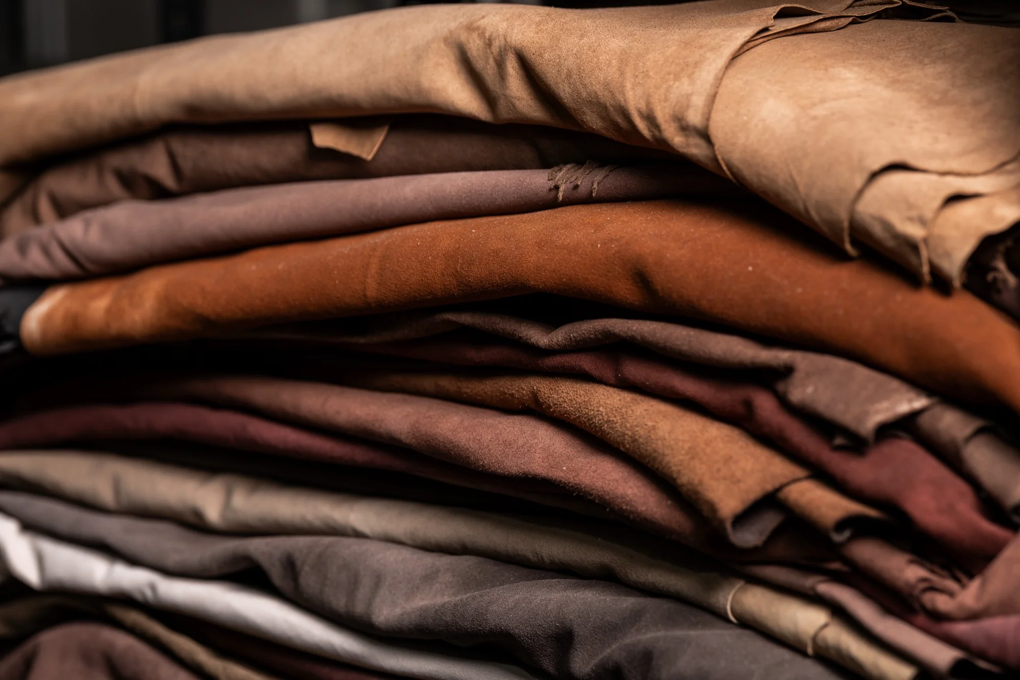 Stack of leather swatches